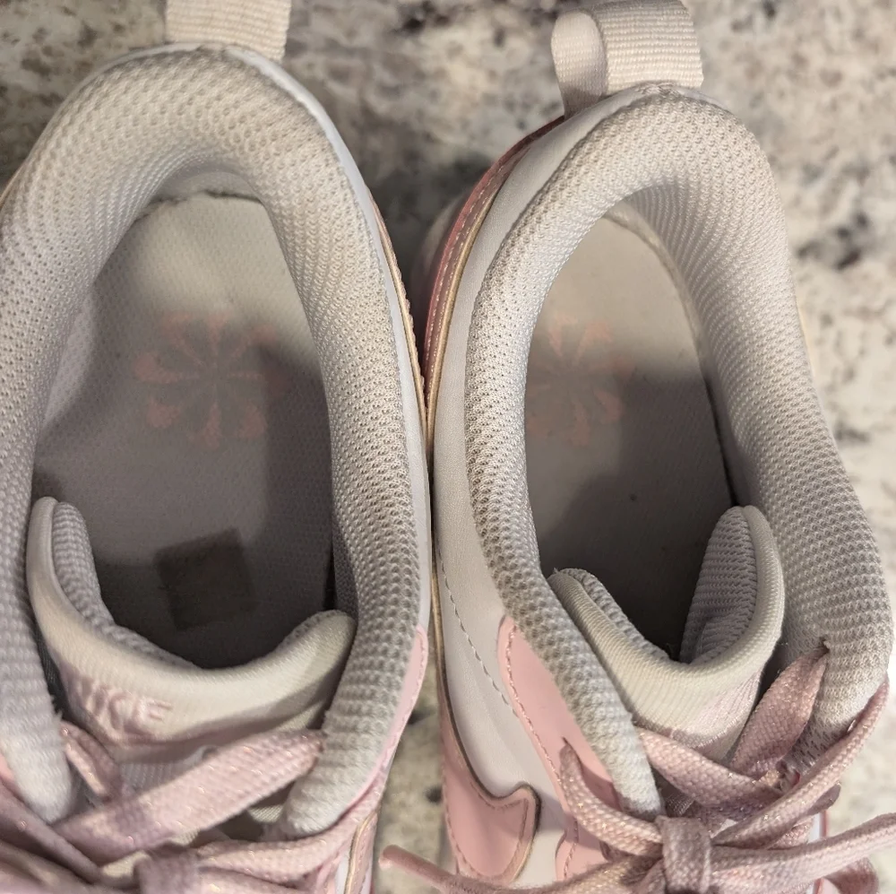 Nike Pink and White Borough Low Sneakers 6.5Y